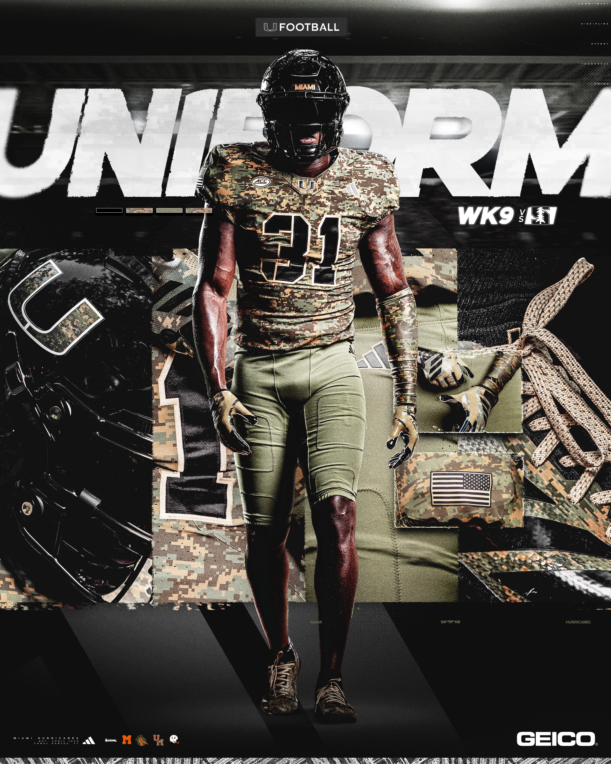 Miami Hurricanes Unveil Bold Camouflage Uniforms for Military Appreciation Game