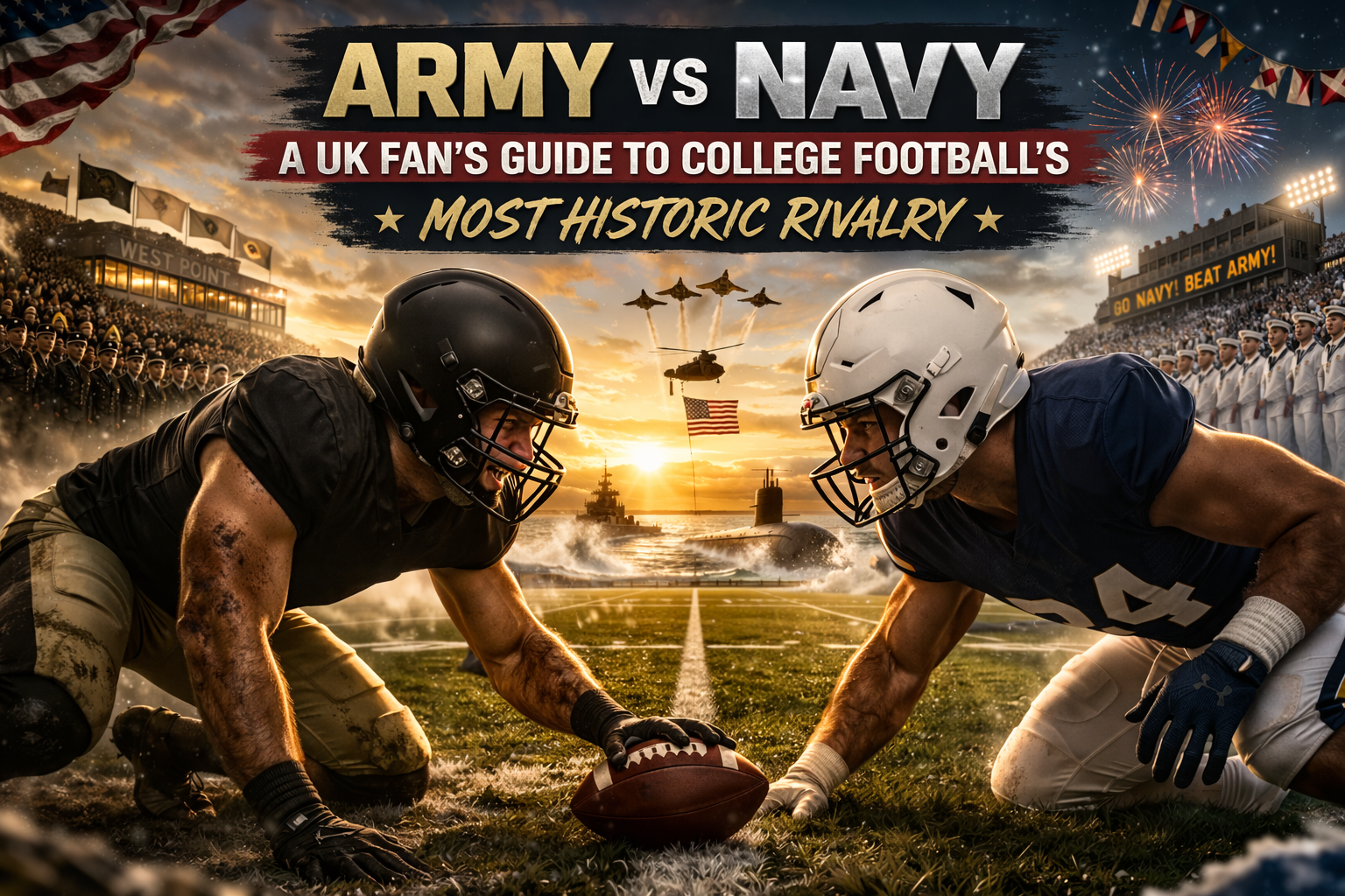 article image for Army vs Navy: A UK Fans Guide to College Football’s Most Historic Rivary features cinematic army vs navy image featuring military imagery,