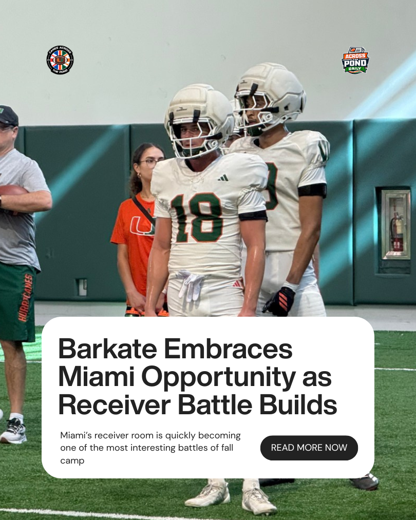 Across the Pond Daily: Barkate Embraces Miami Opportunity as Receiver Battle Builds