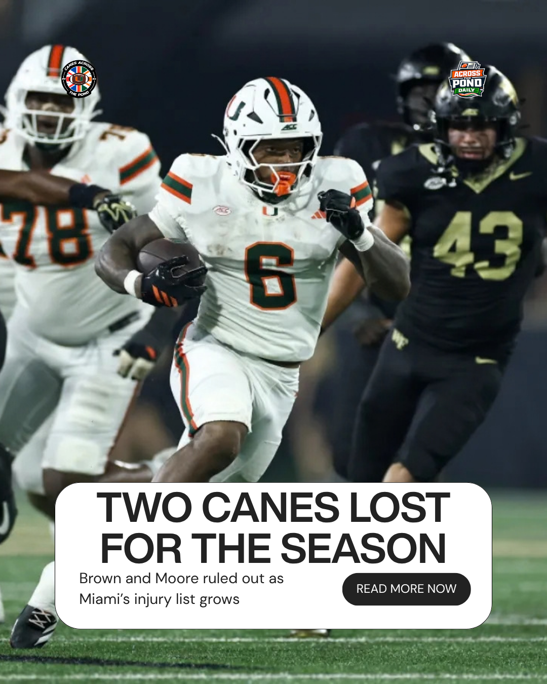 Across the Pond Daily: Miami Lose Marty Brown and Joshua Moore for the Season