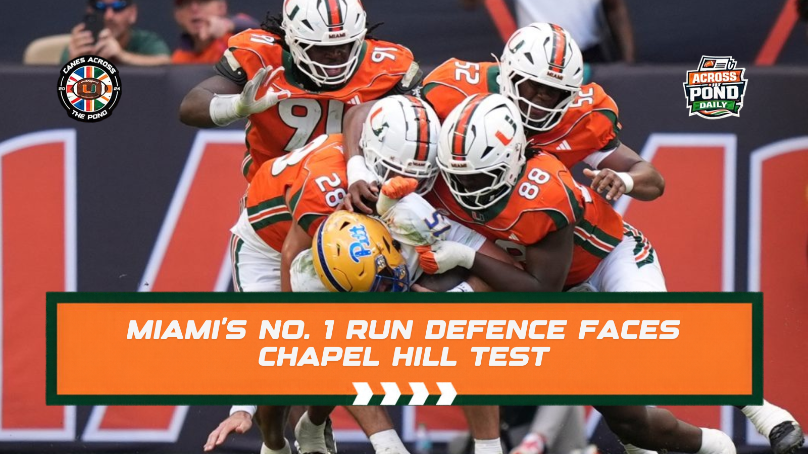 No. 1 Miami Hurricanes run defence faces North Carolina in Chapel Hill.