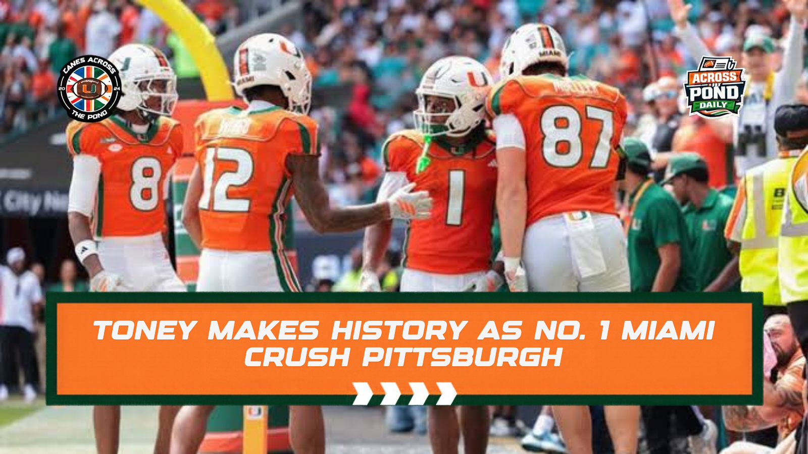 Malachi Toney makes history as No. 1 Miami defeats Pittsburgh 52-23.